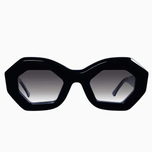 VALLEY EYEWEAR OPERA SUNGLASSES BLACK WITH GOLD METAL AND BLACK POLORIZED LENS